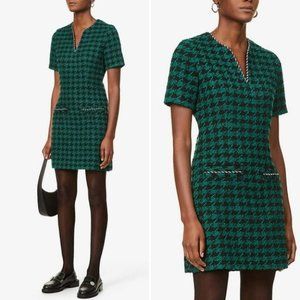 NEW! Sandro Clyo embellished boucle'-Tweed Houndstooth Mini Dress Size 8 …